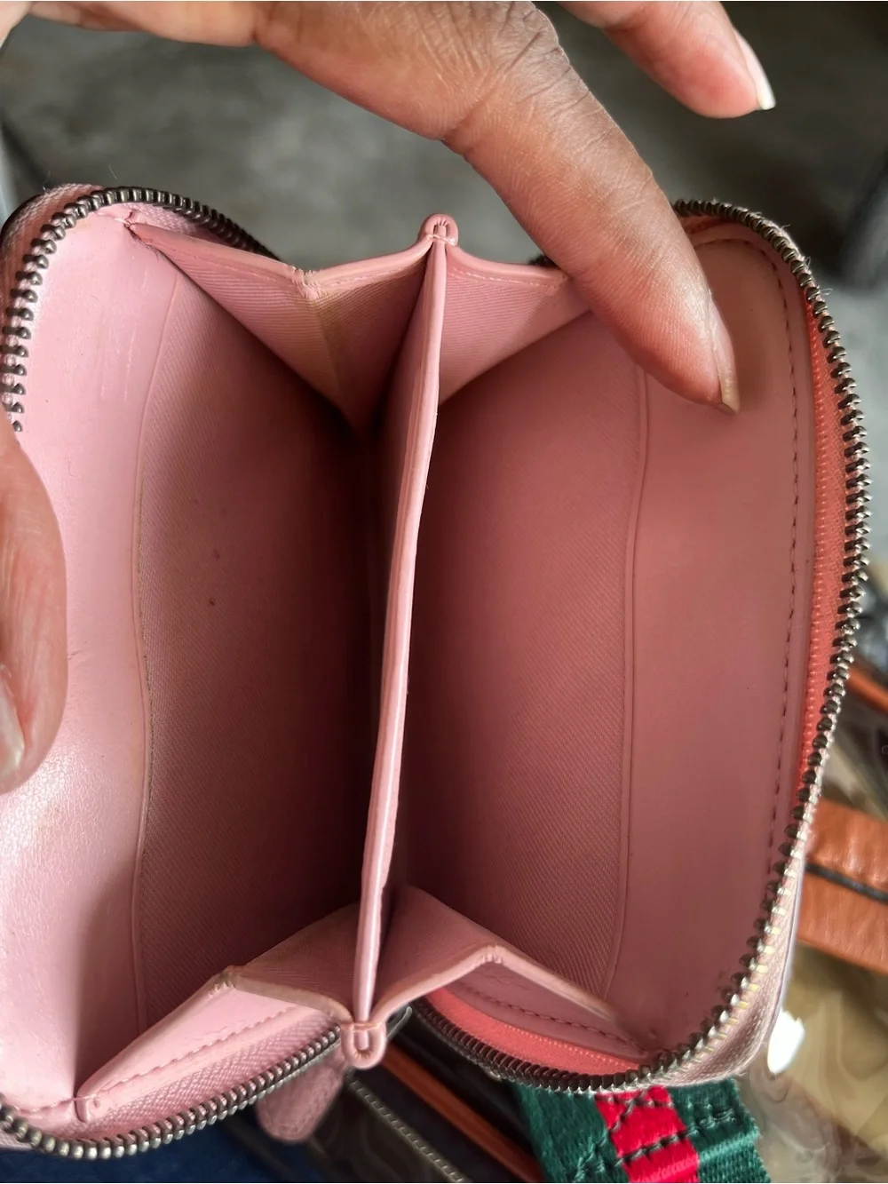 Coach Pebbled Leather Zip Wallet in Rose Pink with Gold Logo